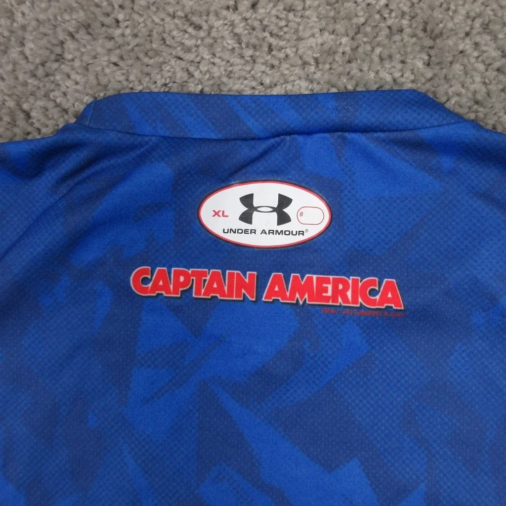 Under‎ Armour Shirt Mens XL Blue Camouflage Marvel Captain America Compression